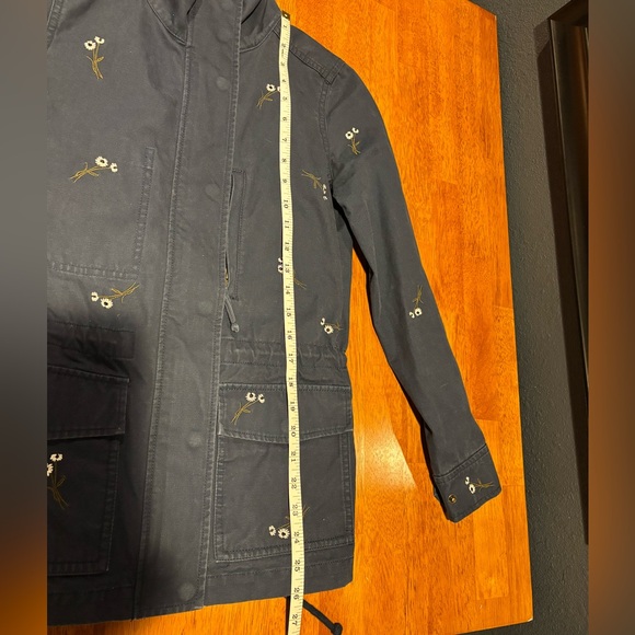 Madewell XXS Navy Embroidered Utility Jacket Cotton Floral Military Style - Picture 10 of 14
